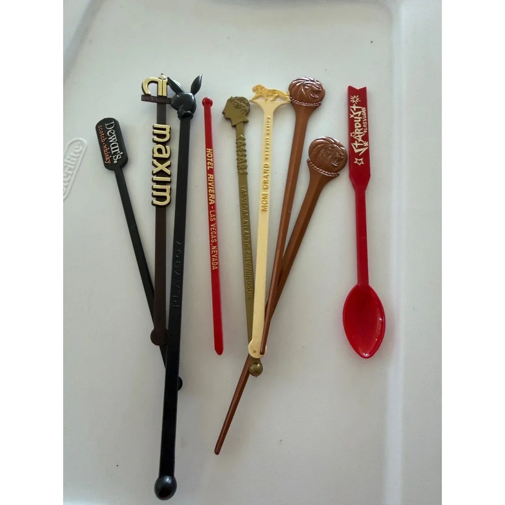 Las Vegas Casino Swizzle Sticks Playboy Maxim Caesars MGM Stardust Lot 8 VTG